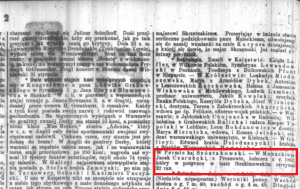 Fragment gazety Kuryer Poznański z 1876 r.